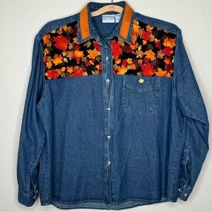 Blue Pointe Women's Fall Cotton‎ Longsleeve Denim Shirt- Sz XL